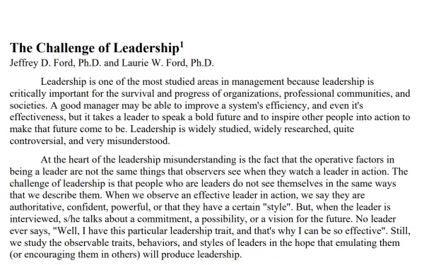 Challenge of leadership paper