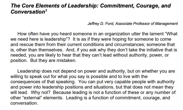 Core elements leadership