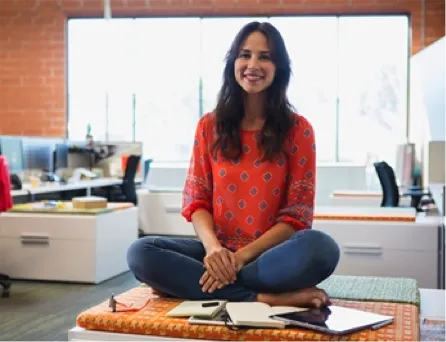 Woman sitting mindfully