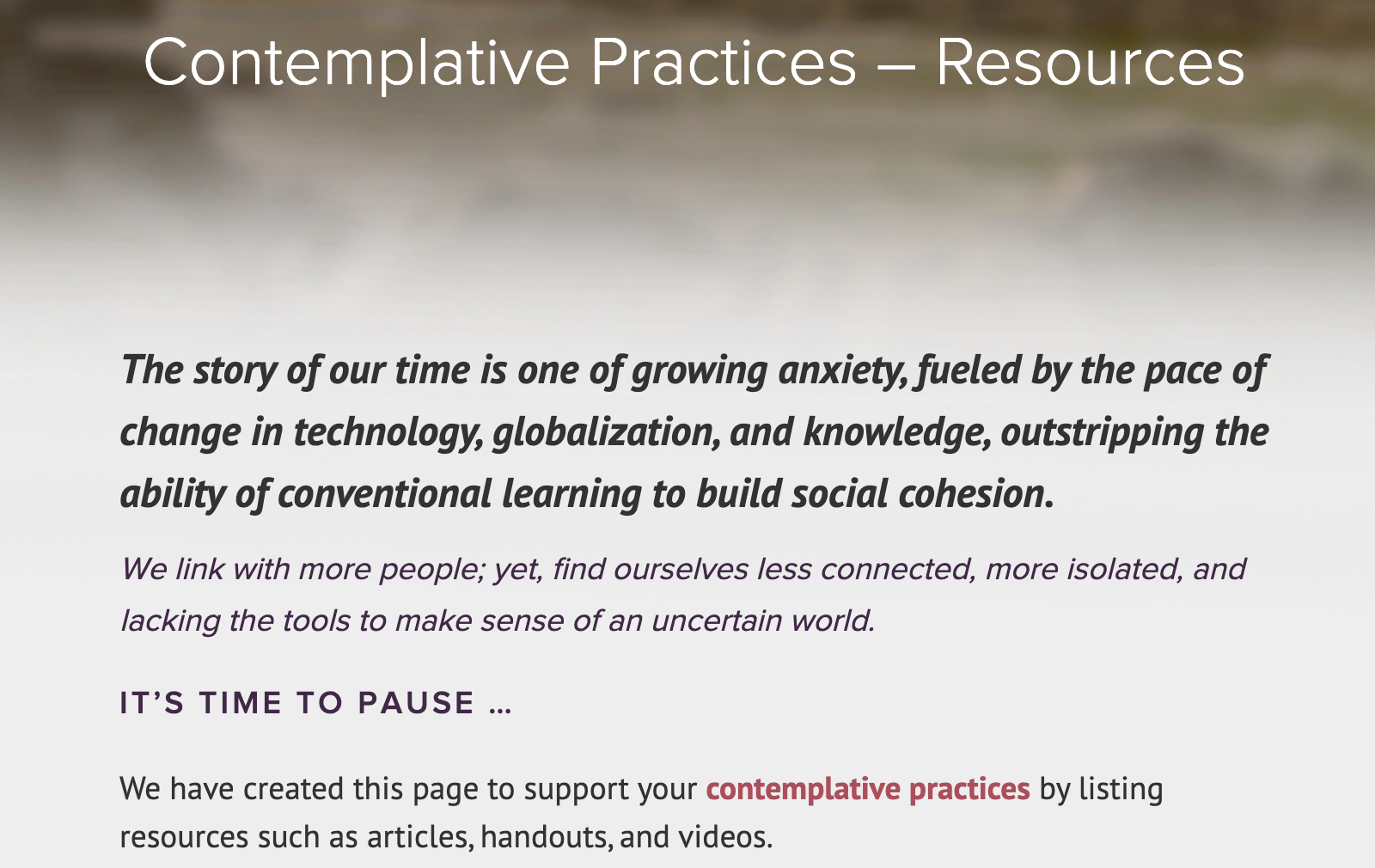 ContemplativeLife Body of Practice